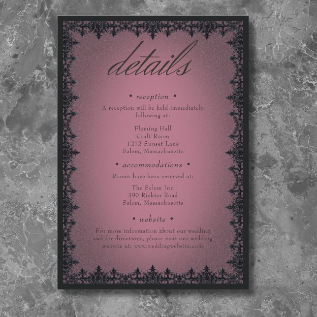 Victorian Gothic Iron Border Burgundy Wedding Enclosure Card (Victorian Gothic Iron Border Burgundy Wedding Enclosure Card)
