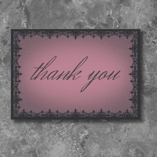 Victorian Gothic Iron Border Burgundy Wedding Thank You Card