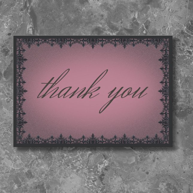 Victorian Gothic Iron Border Burgundy Wedding Thank You Card (Victorian Gothic Iron Border Burgundy Wedding Thank You Card)