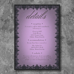 Victorian Gothic Iron Border Purple Wedding Enclosure Card