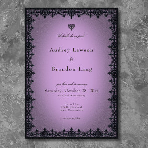 Victorian Gothic Iron Border Purple Wedding Invitation