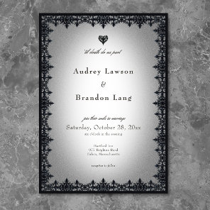 Victorian Gothic Iron Border White Wedding Invitation
