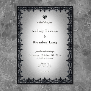 Victorian Gothic Iron Border White Wedding Invitation