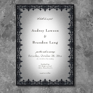 Victorian Gothic Iron Border White Wedding Invitation
