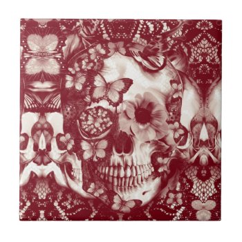 Victorian Gothic Lace Skull Ceramic Tile by KPattersonDesign at Zazzle