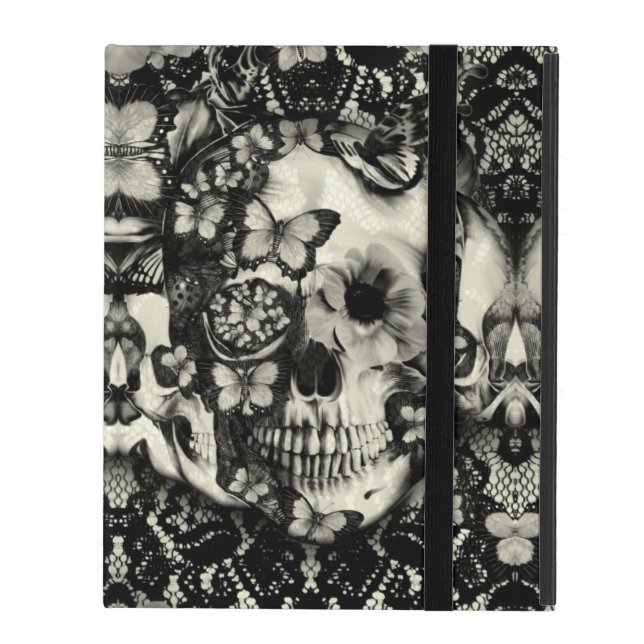 Victorian gothic lace skull iPad folio case (Front Closed)