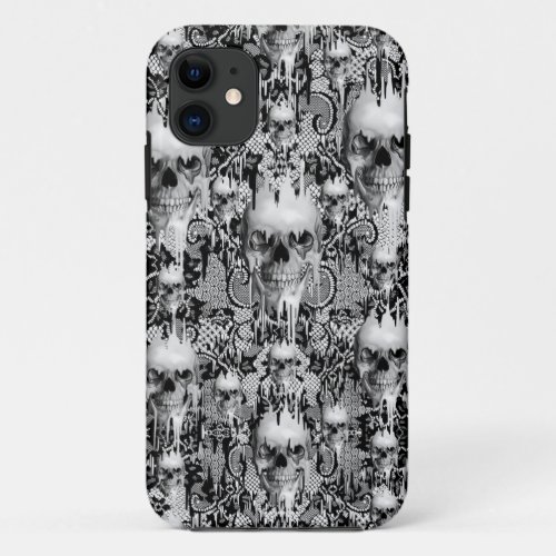 Victorian Gothic Lace skull pattern iPhone 11 Case