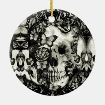 Victorian Gothic Lace Skull Pattern Ceramic Ornament by KPattersonDesign at Zazzle