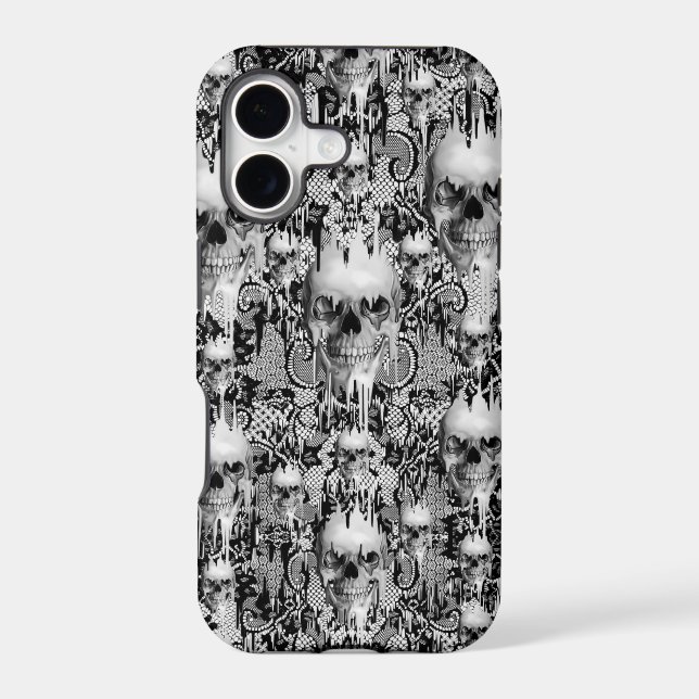 Victorian Gothic Lace skull pattern Iphone Case (Back)