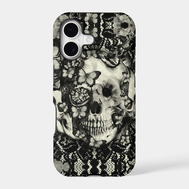 Victorian gothic lace skull pattern iphone case (Back)