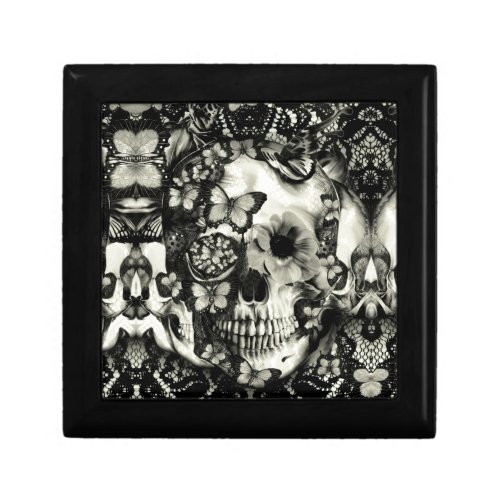 Victorian gothic lace skull pattern keepsake box