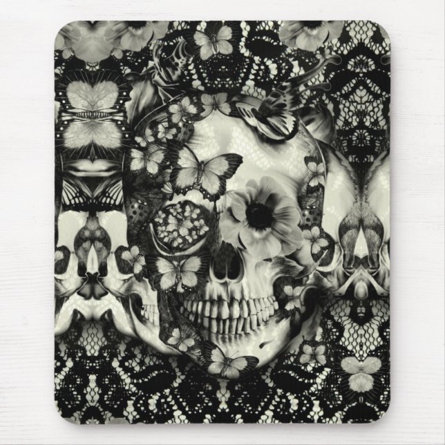 Victorian gothic lace skull pattern mouse pad (Front)