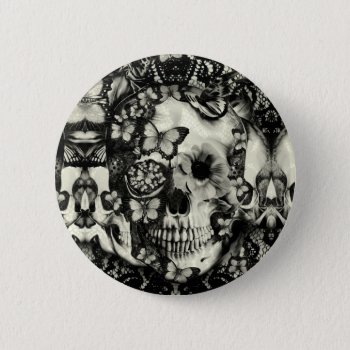 Victorian Gothic Lace Skull Pattern Pinback Button by KPattersonDesign at Zazzle