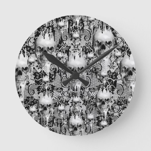 Victorian Gothic Lace skull pattern Round Clock
