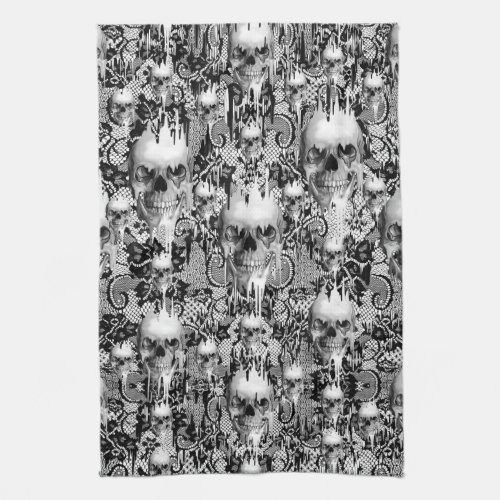 Victorian Gothic Lace skull pattern Towel