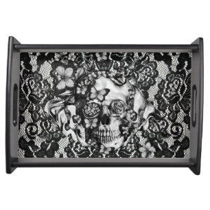 Victorian Gothic Lace skull Serving Tray