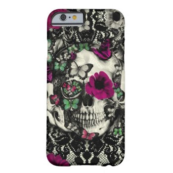 Victorian Gothic Lace Skull With Pink Accents Barely There Iphone 6 Case by KPattersonDesign at Zazzle