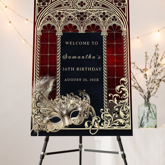 Victorian Gothic Masquerade Party Welcome Sign (In Situ (Stand))