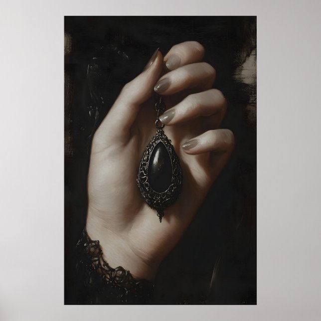 Victorian Gothic Pendant Art Printable Dark Poster (Front)