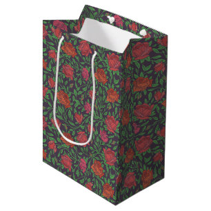 Victorian Gothic Perfect Red & Fuchsia Roses Medium Gift Bag