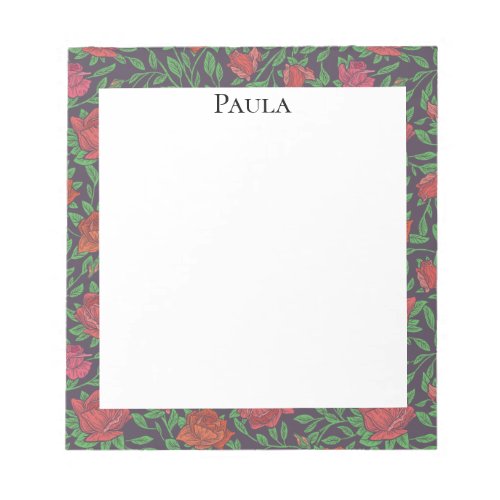 Victorian Gothic Perfect Red  Fuchsia Roses Notepad