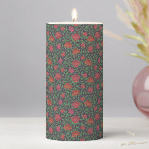 Victorian Gothic Perfect Red & Fuchsia Roses Pillar Candle