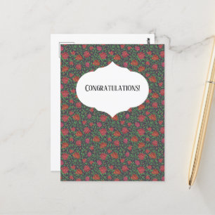 Victorian Gothic Perfect Red & Fuchsia Roses Postcard