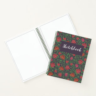 Victorian Gothic Perfect Red Fuchsia Roses Sketch Notebook