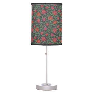 Victorian Gothic Perfect Red & Fuchsia Roses Table Lamp