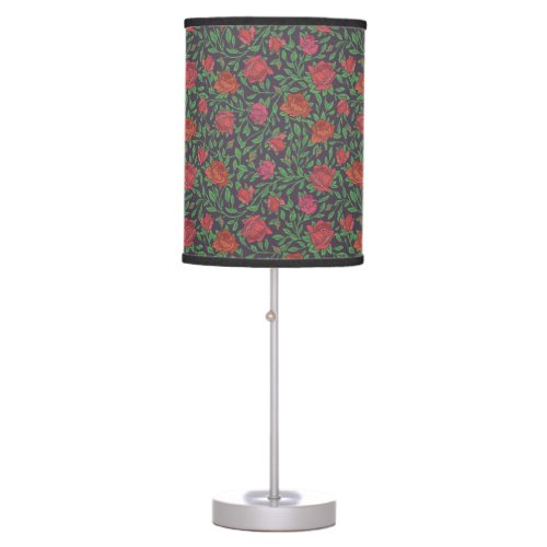 Victorian Gothic Perfect Red  Fuchsia Roses Table Lamp