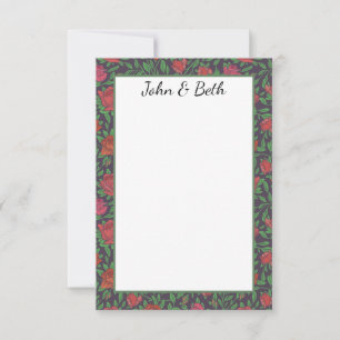 Victorian Gothic Perfect Red & Fuchsia Roses Thank You Card