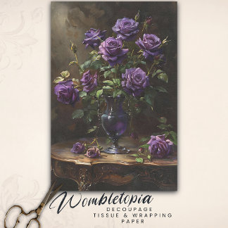 Victorian Gothic Purple Roses in Vintage Vase Tissue Paper
