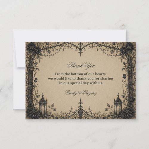 Victorian Gothic Rose Thank You Card