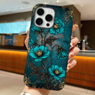 Victorian Gothic Sea Green & Gold Botanical Luxe iPhone 16 Pro Max Case