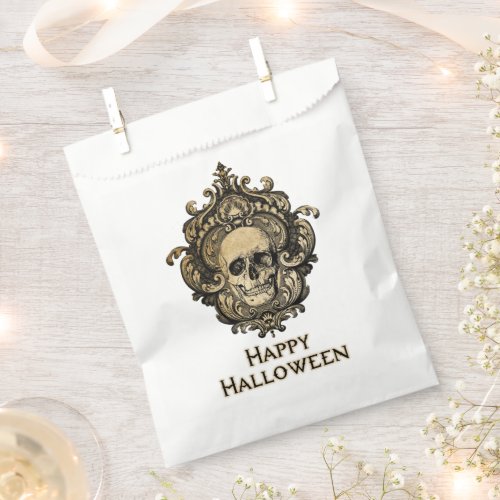 Victorian Gothic Skull Damask Halloween Favor Bag