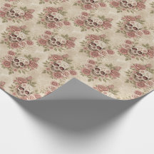 Victorian Gothic Skull & Rose Wrapping Paper