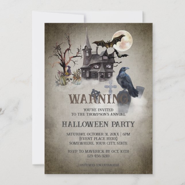 Victorian Gothic Vampire Halloween Party Invitation (Front)