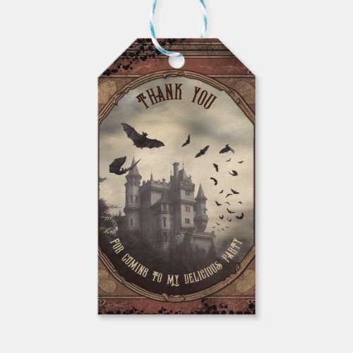 Victorian Gothic Vintage Dracula Castle Halloween Gift Tags