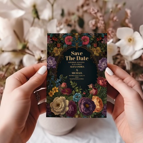 Victorian Gothic Vintage Garden Floral Wedding Save The Date