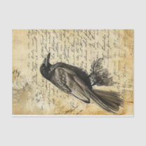 Victorian Gothic Vintage Writing Raven Decoupage Tissue Paper