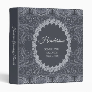 Victorian Gray Blue Family Tree Genealogy 3 Ring Binder