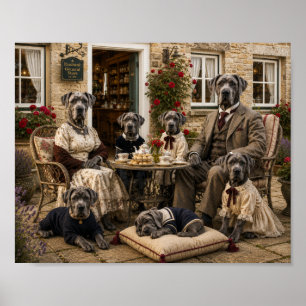 Victorian Great Dane Family Tea Party Elegant Do Poster