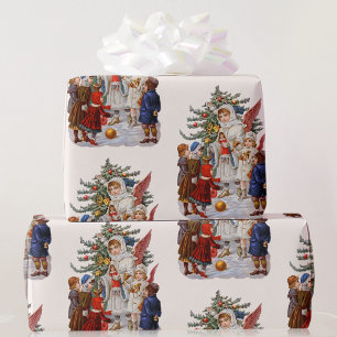 Victorian Guardian Angel Christmas Gifts Children  Wrapping Paper