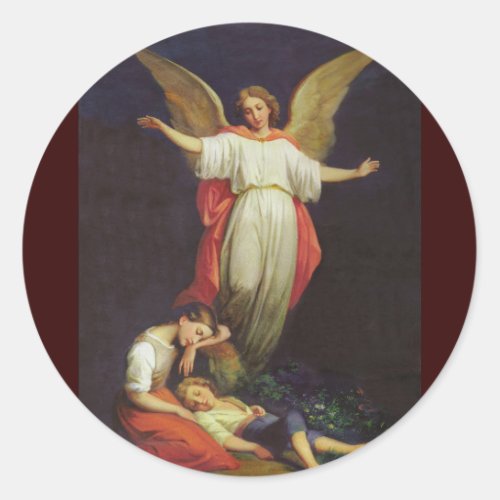 Victorian Guardian Angel Classic Round Sticker