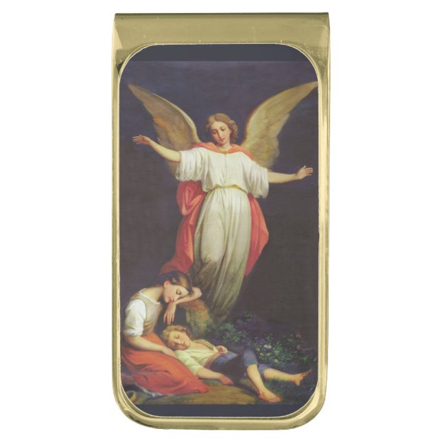Victorian Guardian Angel Gold Finish Money Clip (Front Vertical)