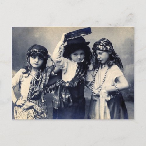 Victorian Gypsy Children Postcard
