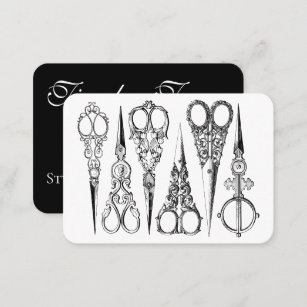 Victorian hairdresser scissors elegant hair salon business card