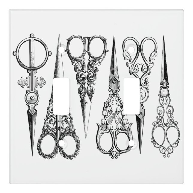 Victorian hairdresser scissors elegant light switch cover (Front)