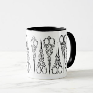 Victorian hairdresser scissors elegant sewing mug