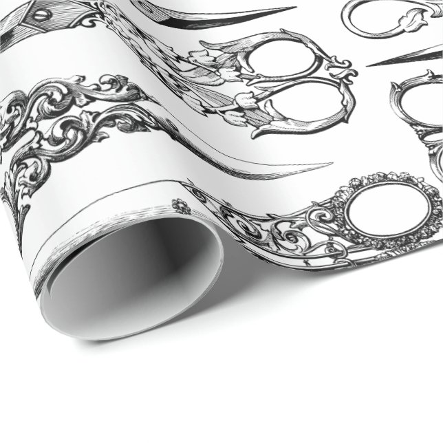 Victorian hairdresser scissors elegant wrapping paper (Roll Corner)
